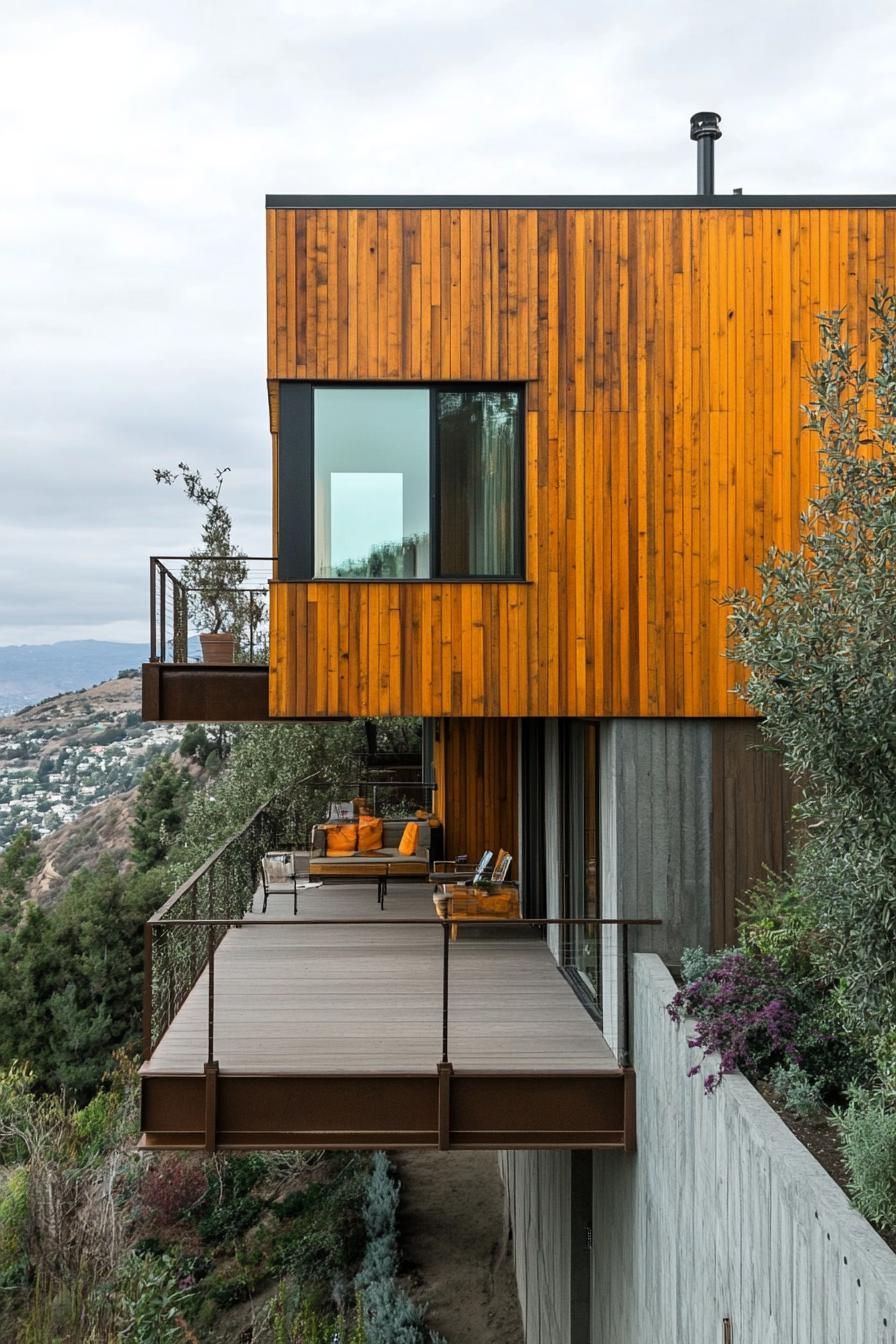 Knotty Pine Siding With a Cantilevered Design