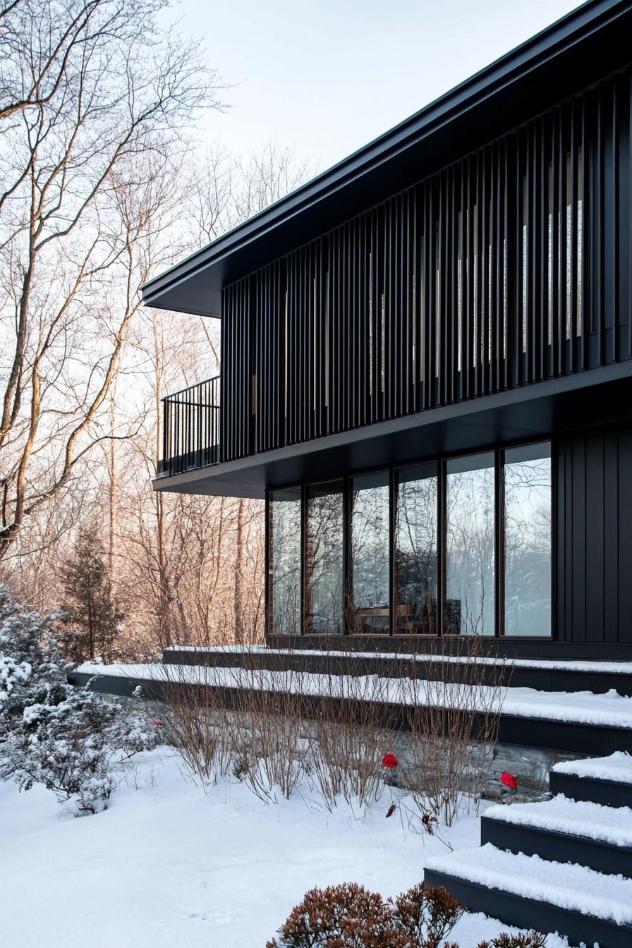 Black Aluminum Facade With Vertical Slats - photo 3