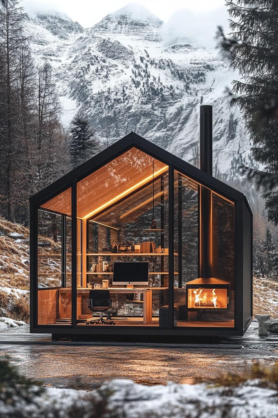 A Modern Glass Cabin in the Snow