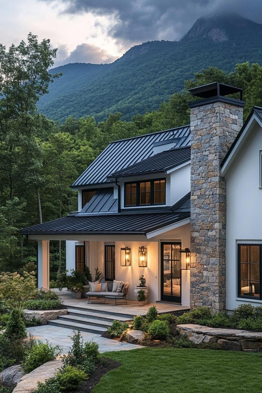 White Stucco Walls with Black Metal Roofs - photo 4