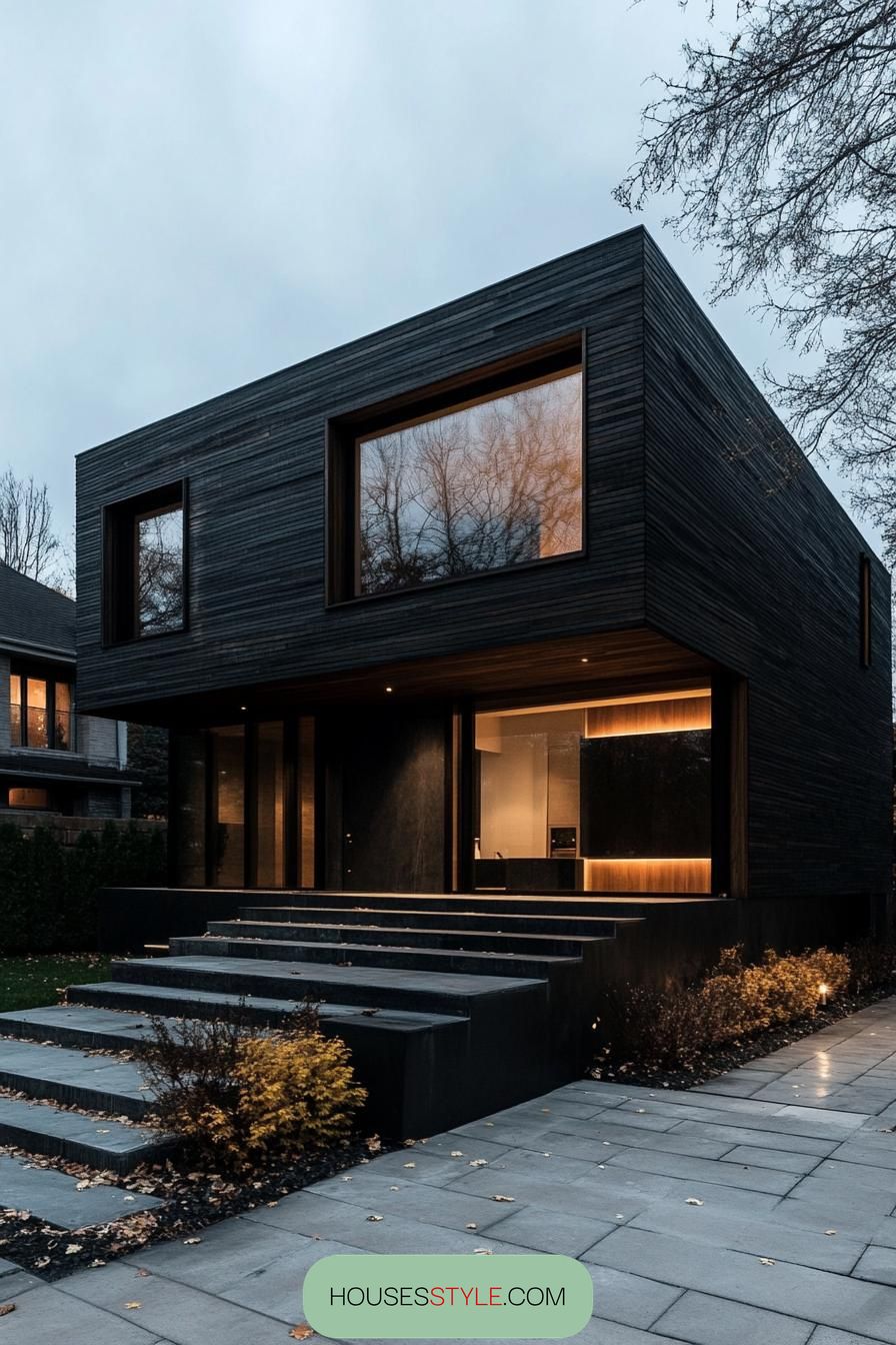 Charred Timber Cladding and Glass Details - photo 2