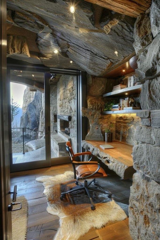 Hillside Cave Office With Wide Openings