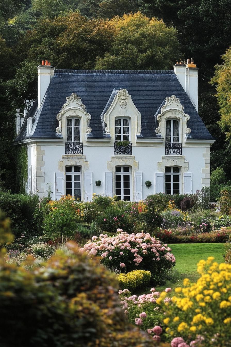 French Home Surrounded by Blooming Gardens
