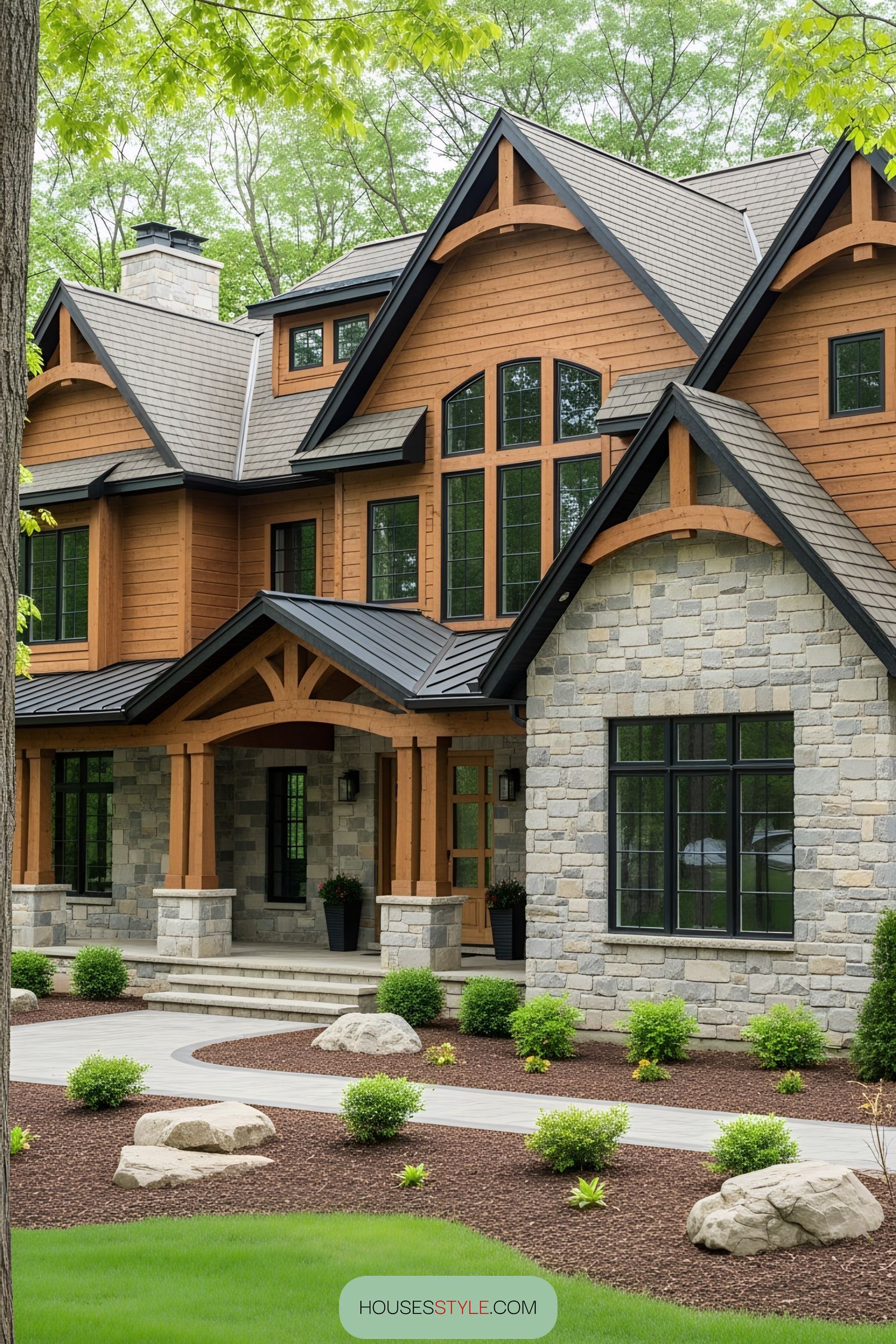 Timber and Stone Come Together in This Retreat