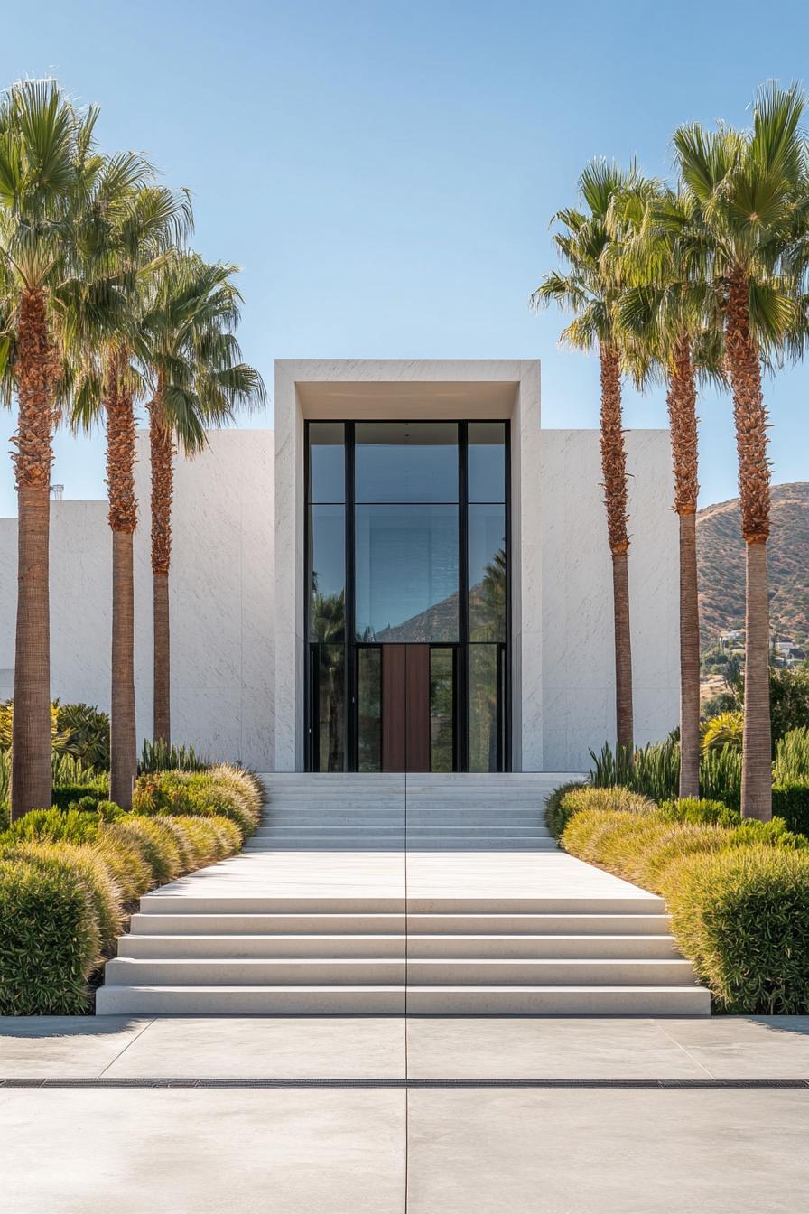 4) Minimalist Mansion With Palm Tree Flair