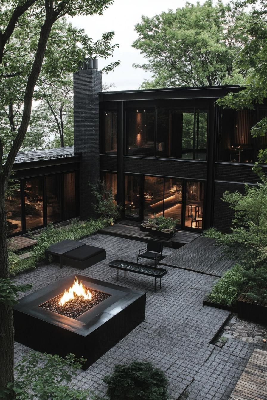 All-Black Patio Furniture Around A Fire Pit - photo 2