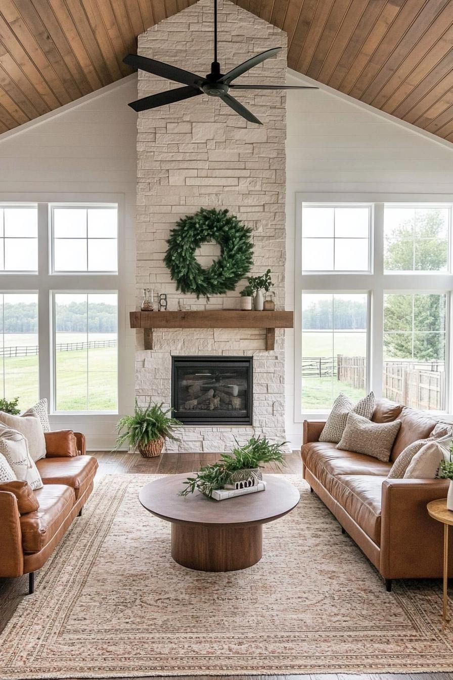 Cozy Wood Beams with Stone Details - photo 3