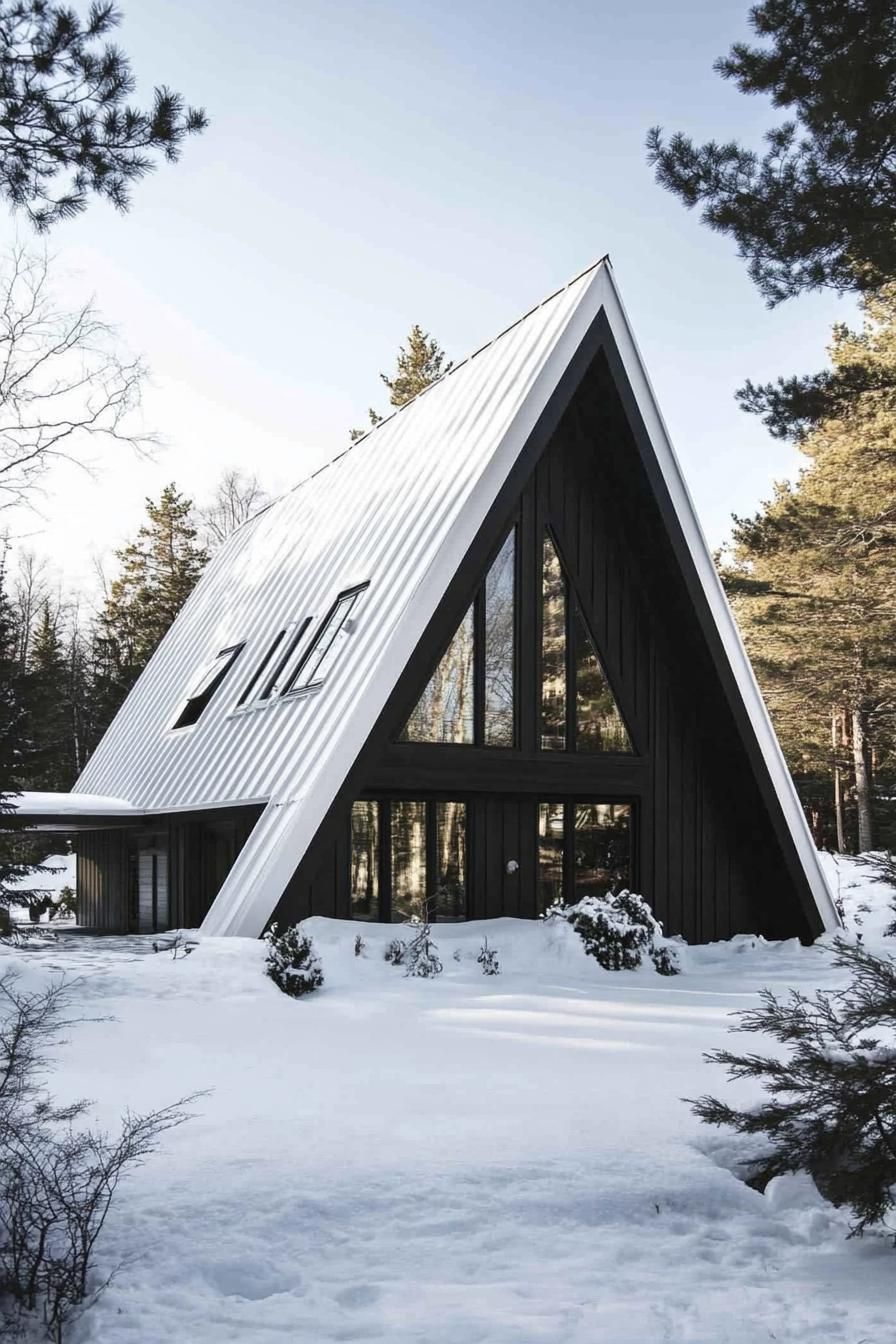 A Snow-Covered A-Frame House Built For Winter