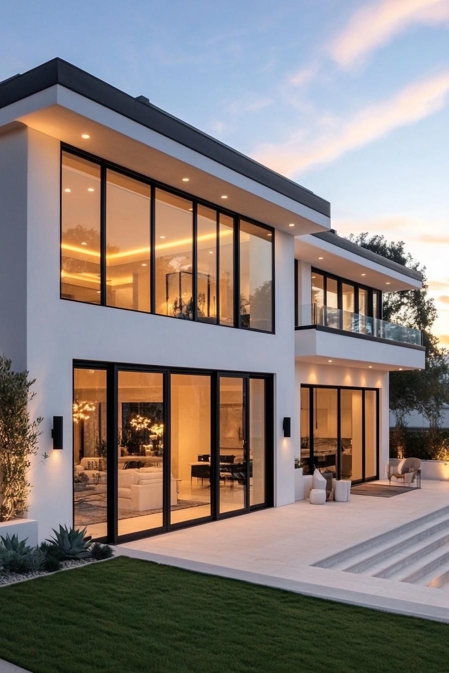 Clean White Stucco and Wide Glass Walls - photo 2