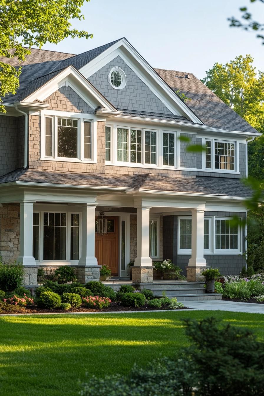 Suburban Home With A Manicured Lawn