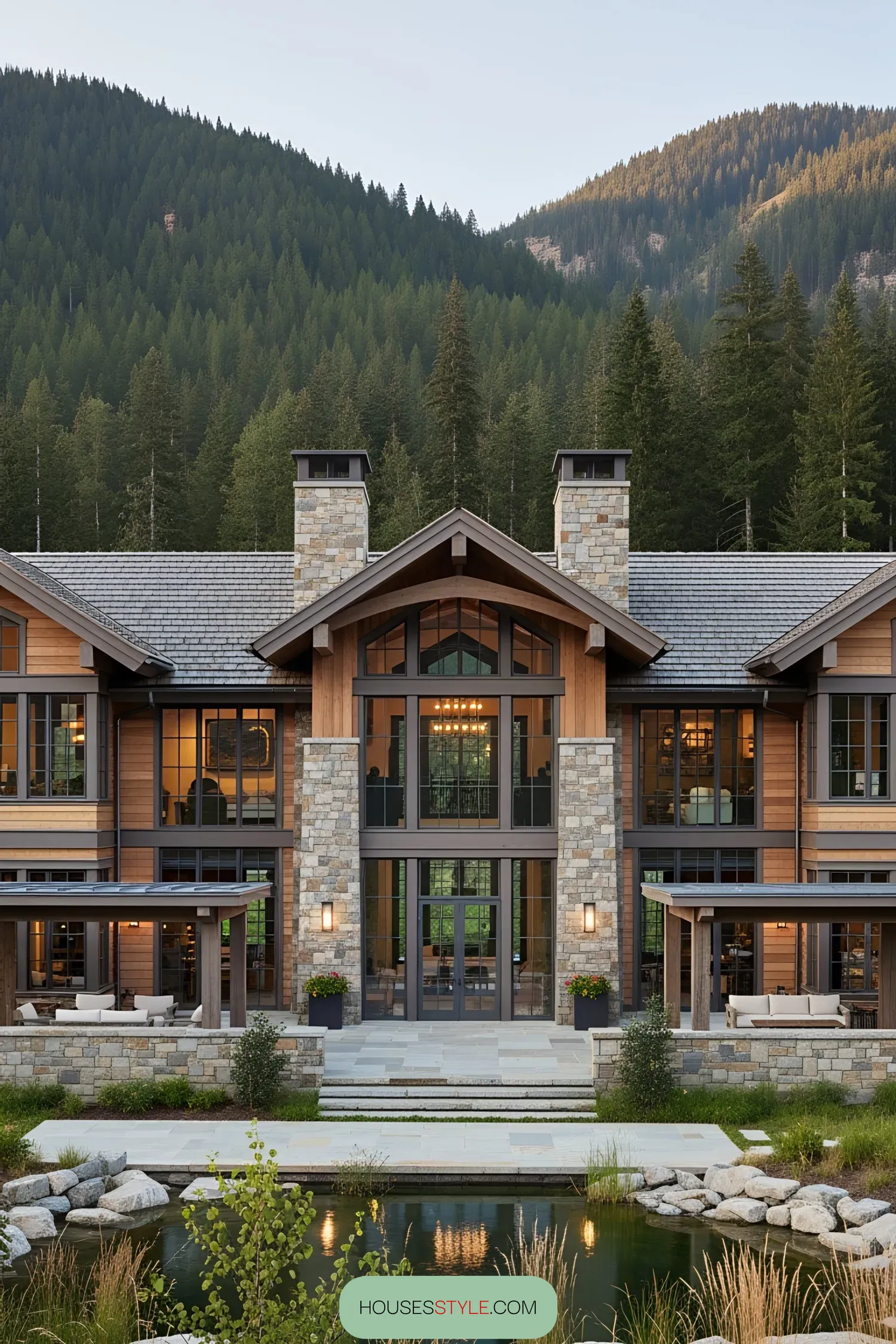 Pine-Framed Retreat Amid Mountain Peaks