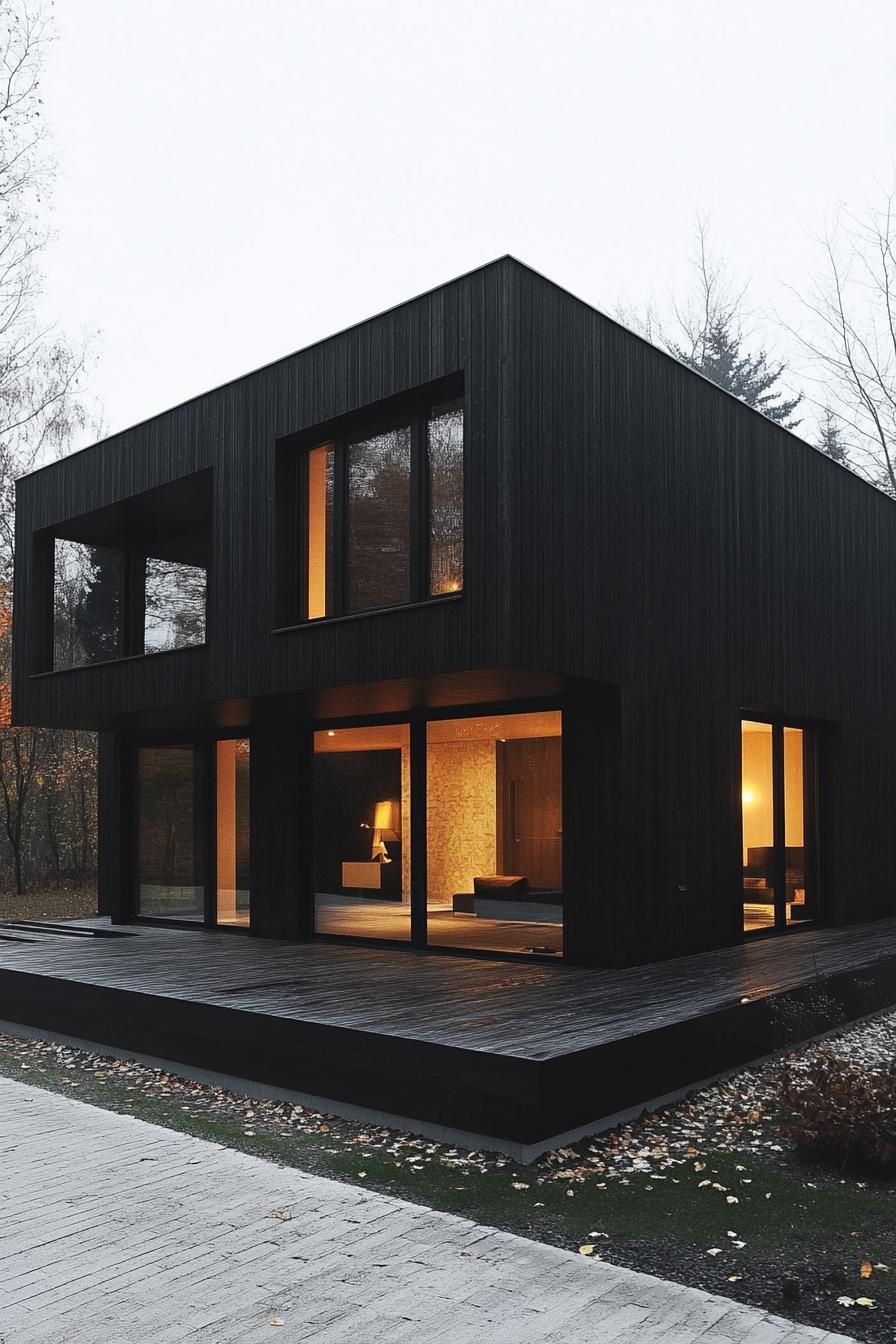 Charred Timber Cladding With Glass Details - photo 2