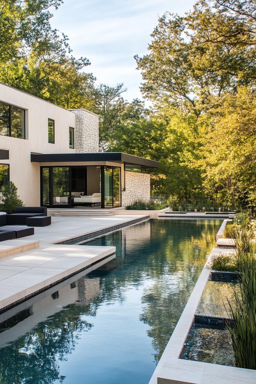 Minimalist Pool With Geometric Landscaping Design