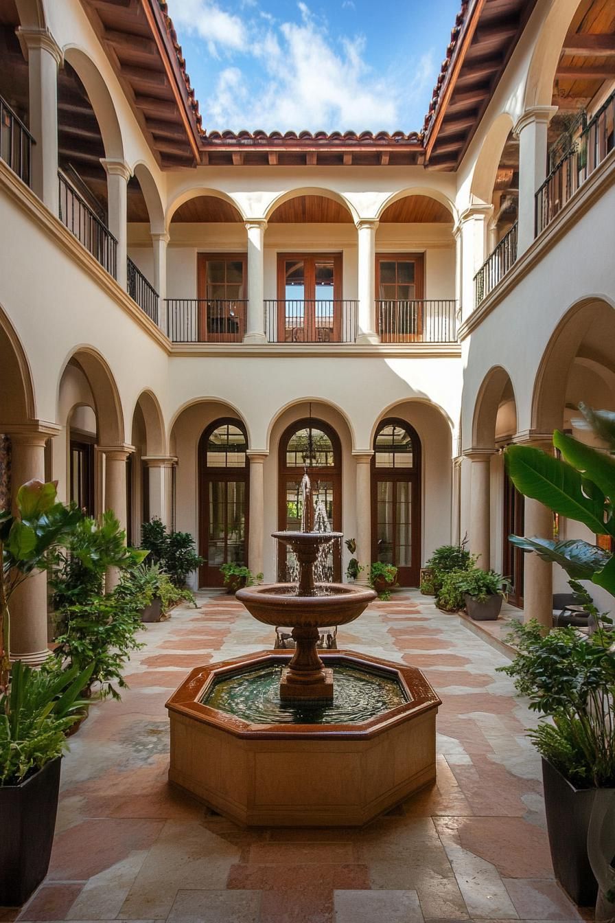Central Courtyard With a Fountain