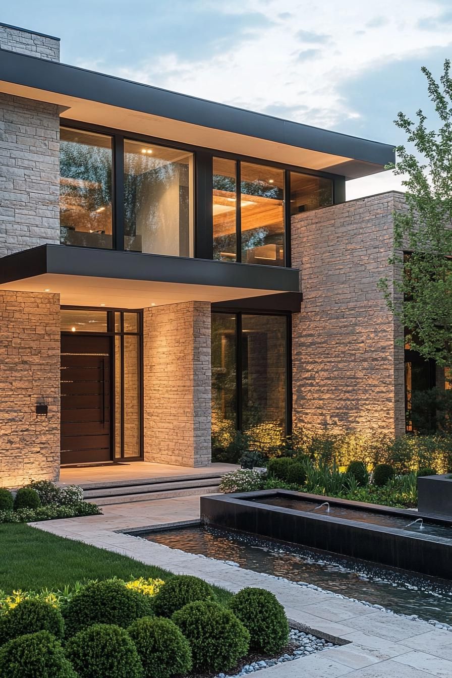 Stone-Clad Exterior With an Entrance Water Feature - photo 4