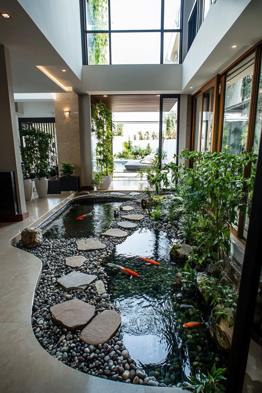 Modern Living with a Fish Pond Courtyard