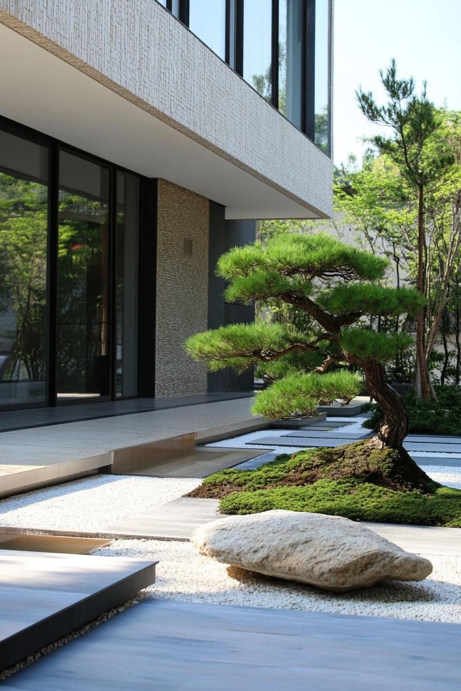 Zen Courtyards With Rock Gardens and Bonsai