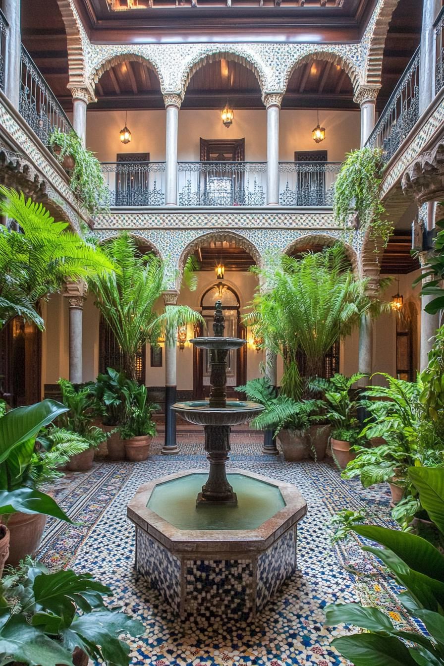 Lush and Elegant Indoor Courtyard