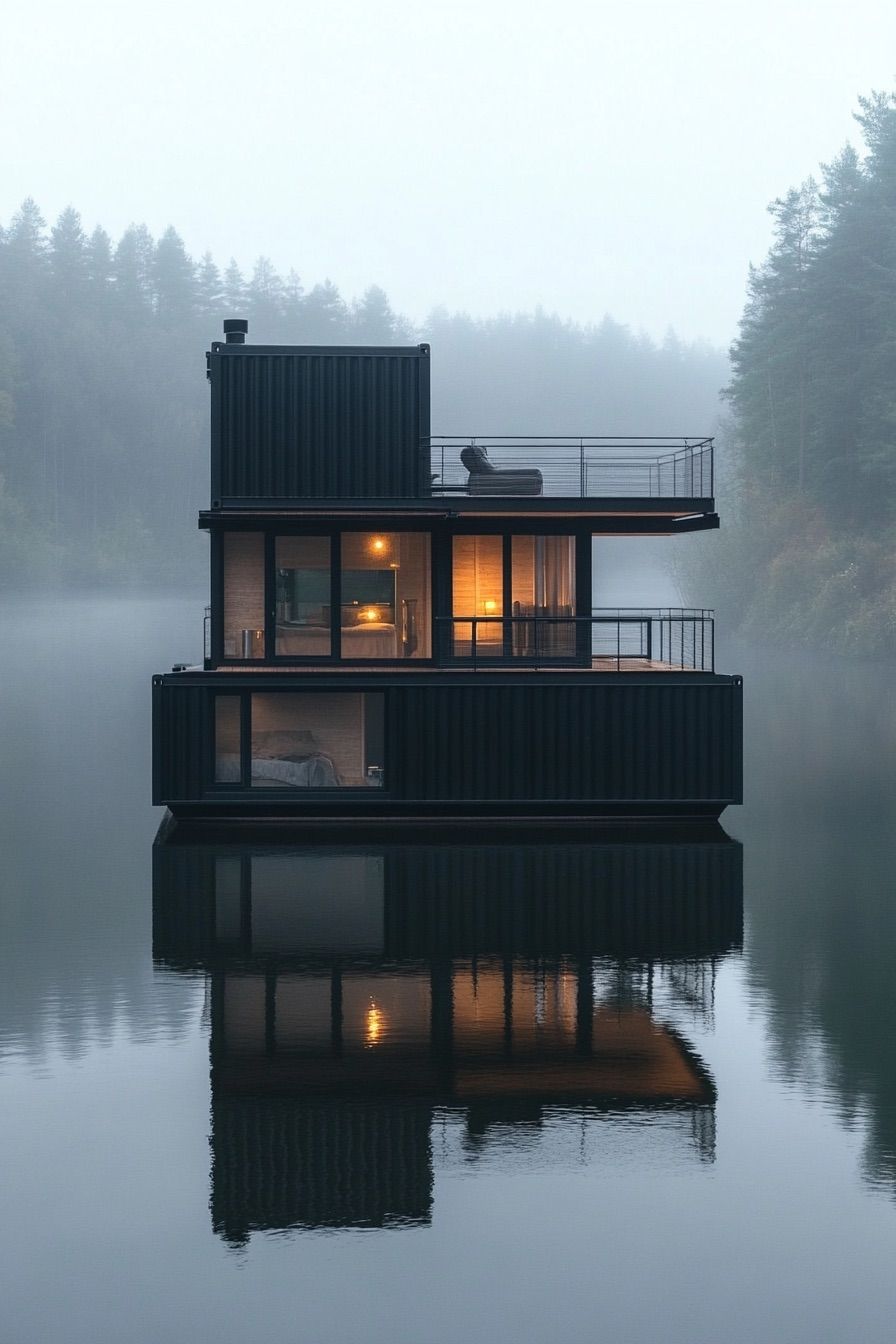 Shipping Container Houseboat Design