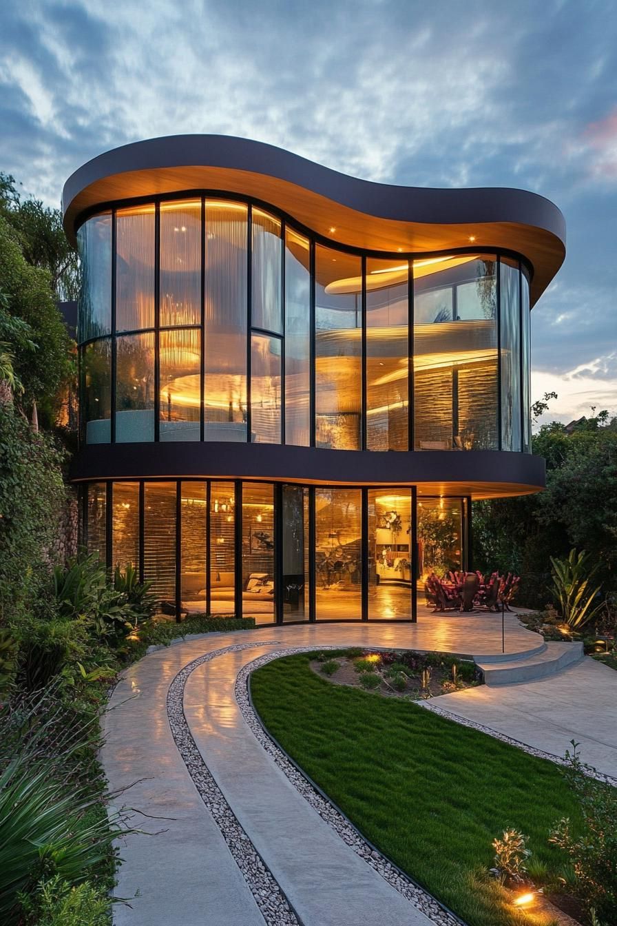 Curved Glass Walls With Aluminum Framing - photo 2