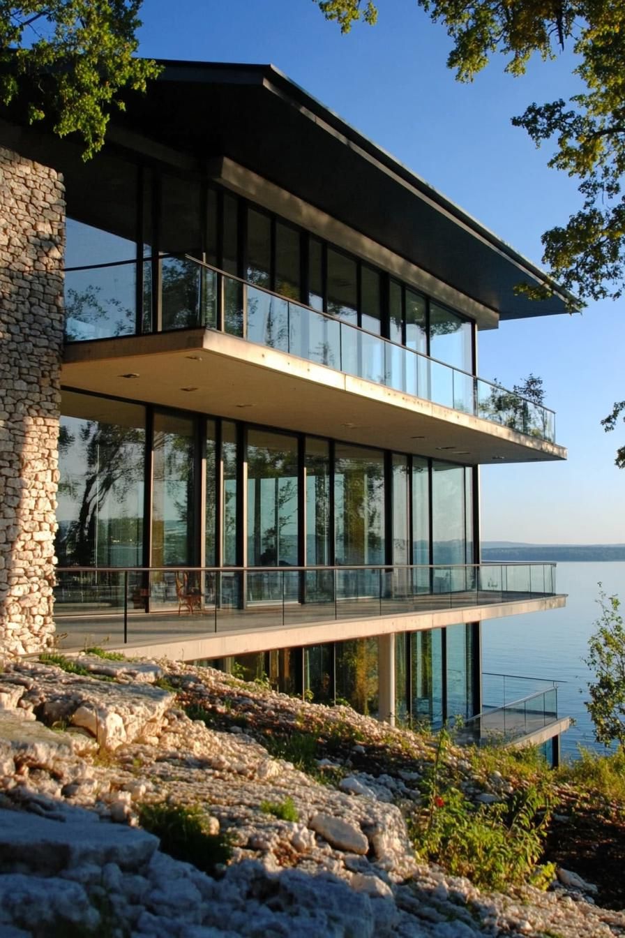 Glass Walls With Wraparound Balconies
