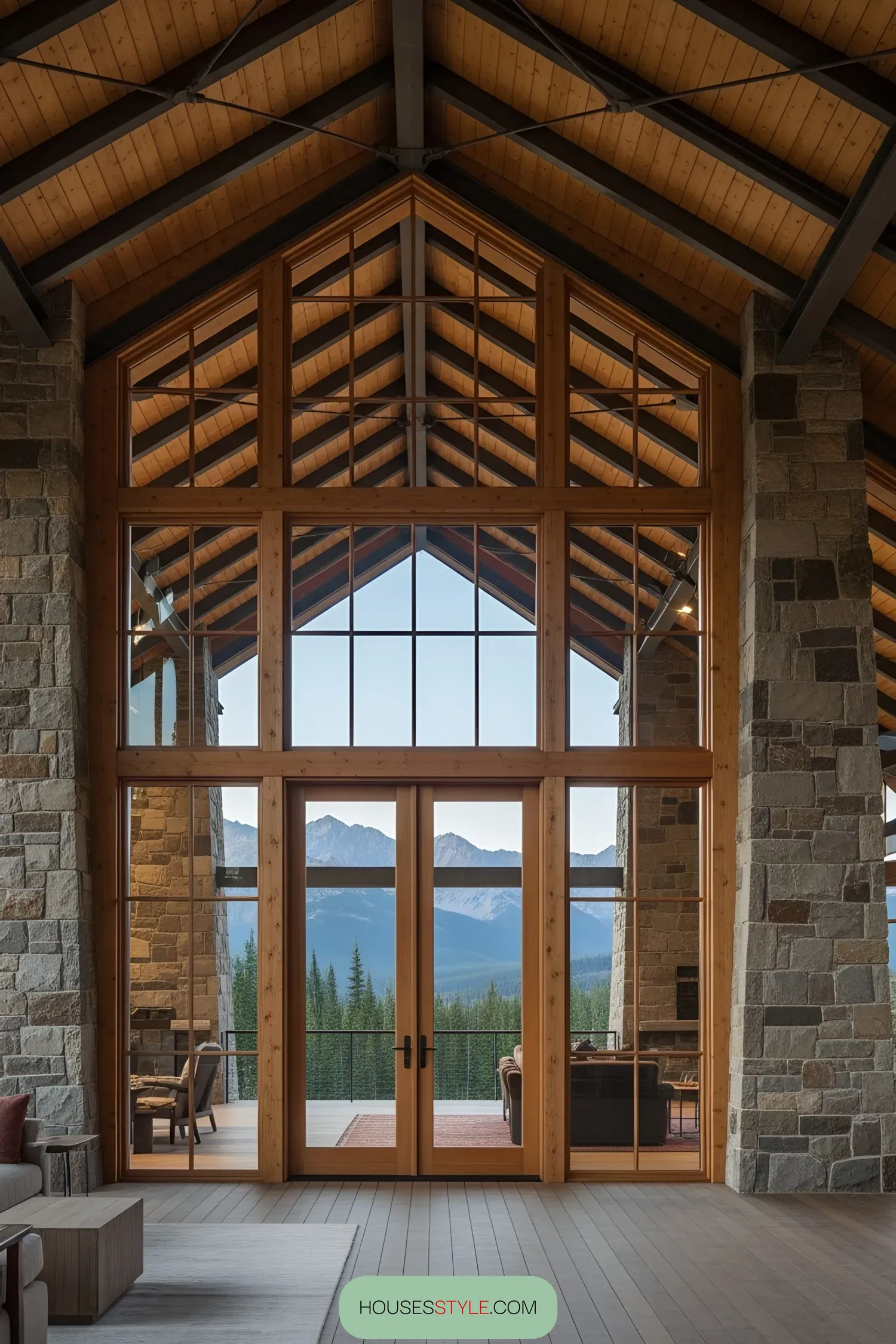 Glass-Walled Lodge With Mountain Views