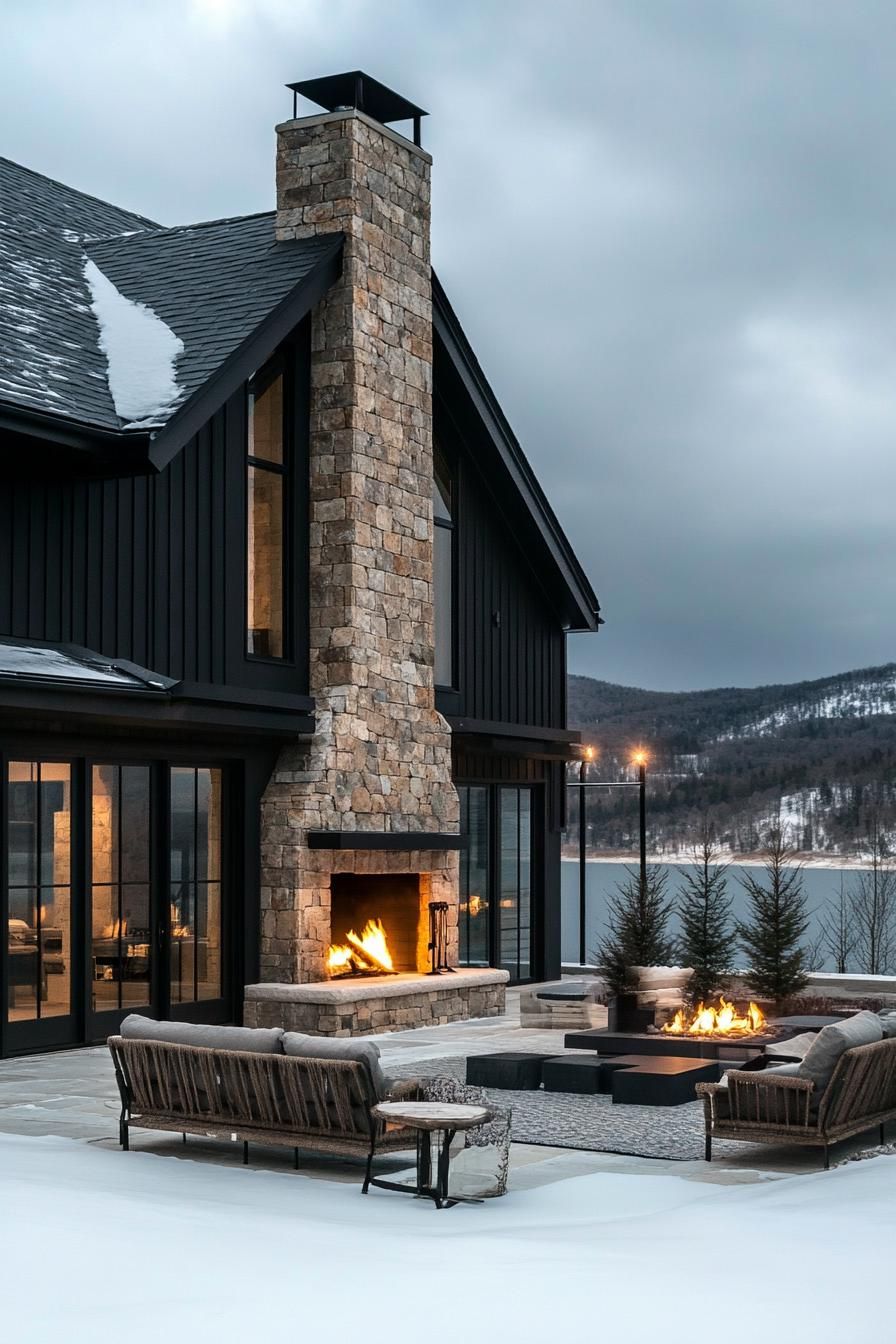 Outdoor Stone Fireplaces With Rustic Mantels