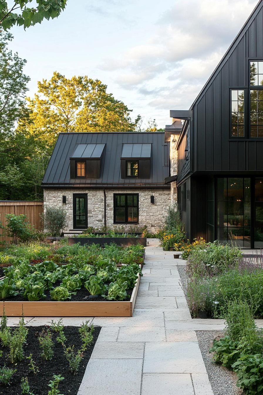 Central Courtyard With a Vegetable Garden