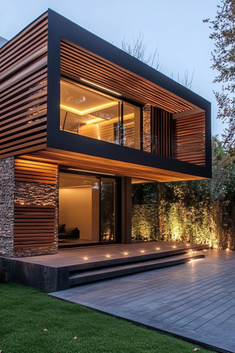 Wooden Slat Facades With Hidden Lighting