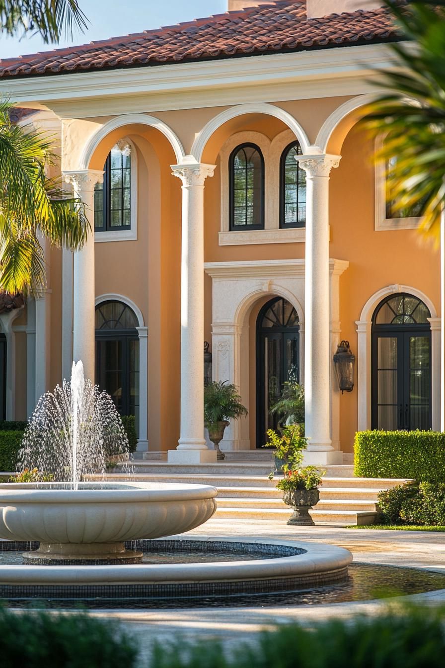 Mediterranean Mansion Featuring a Grand Fountain