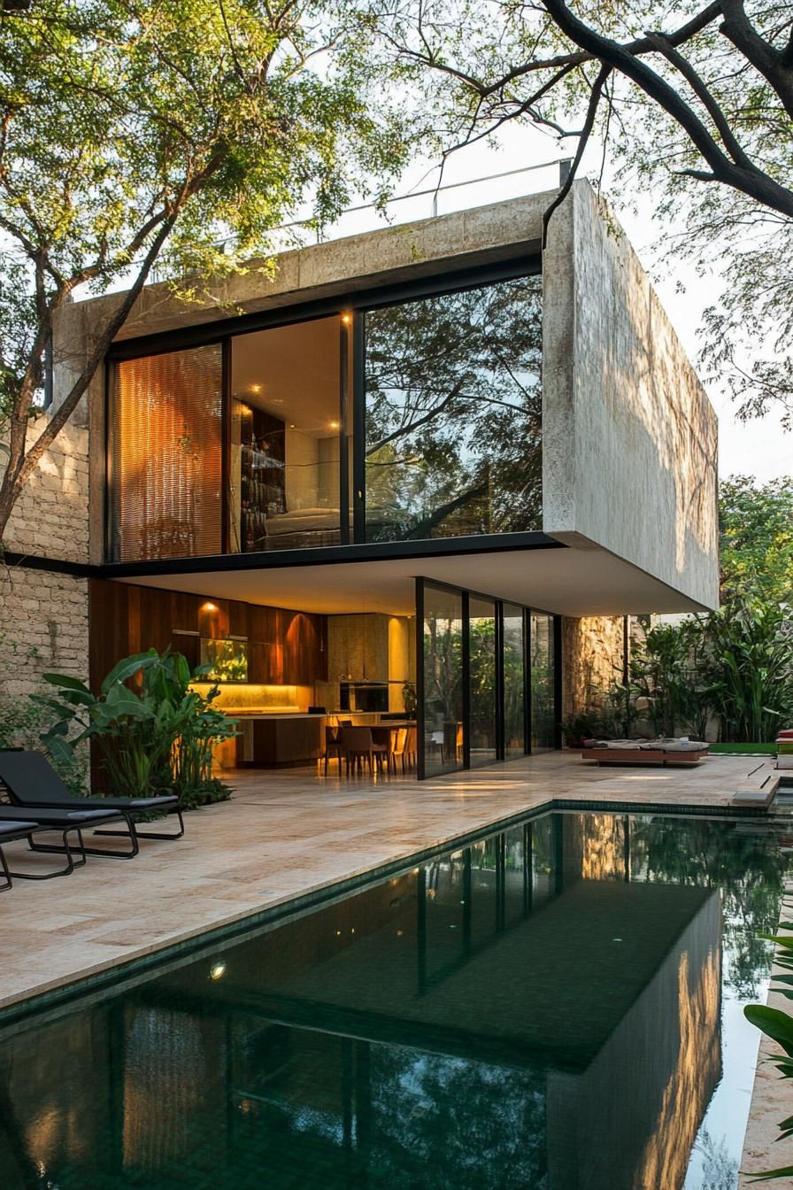 Compact Lap Pools Beside the House