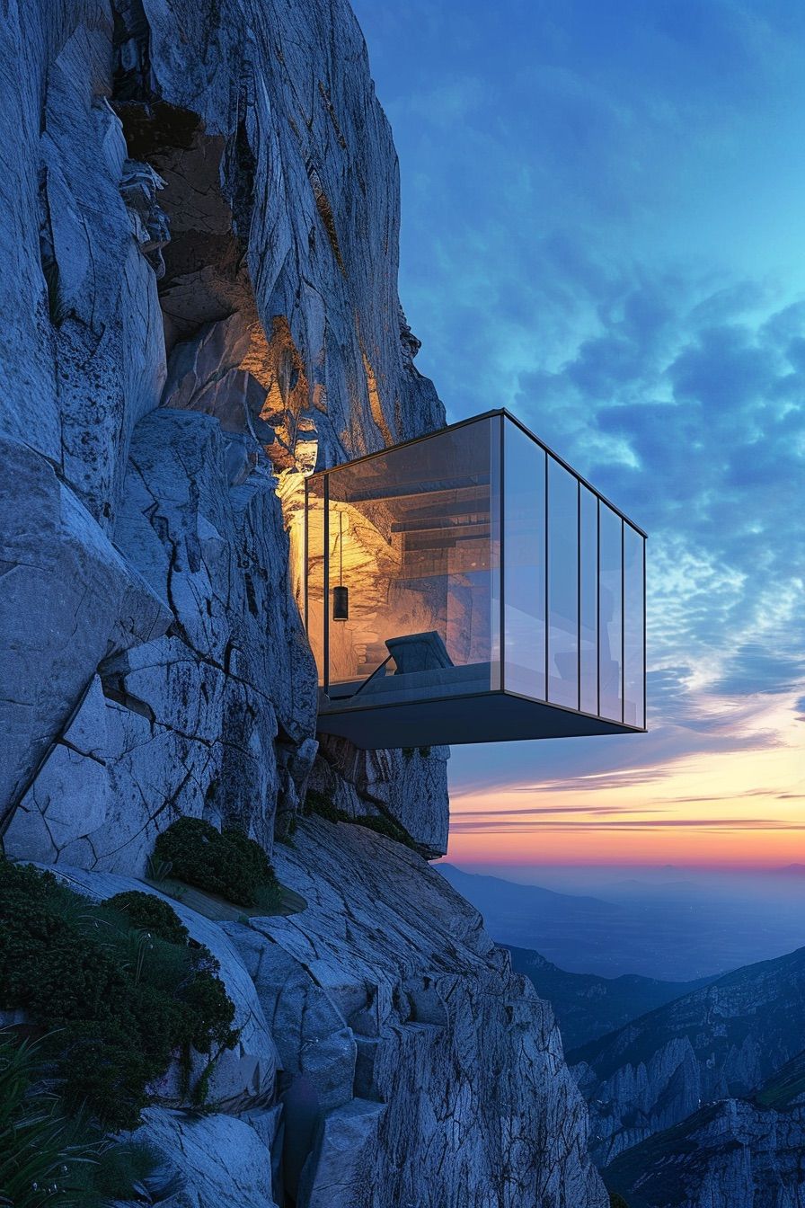 Cliffside Floating Glass Cabin