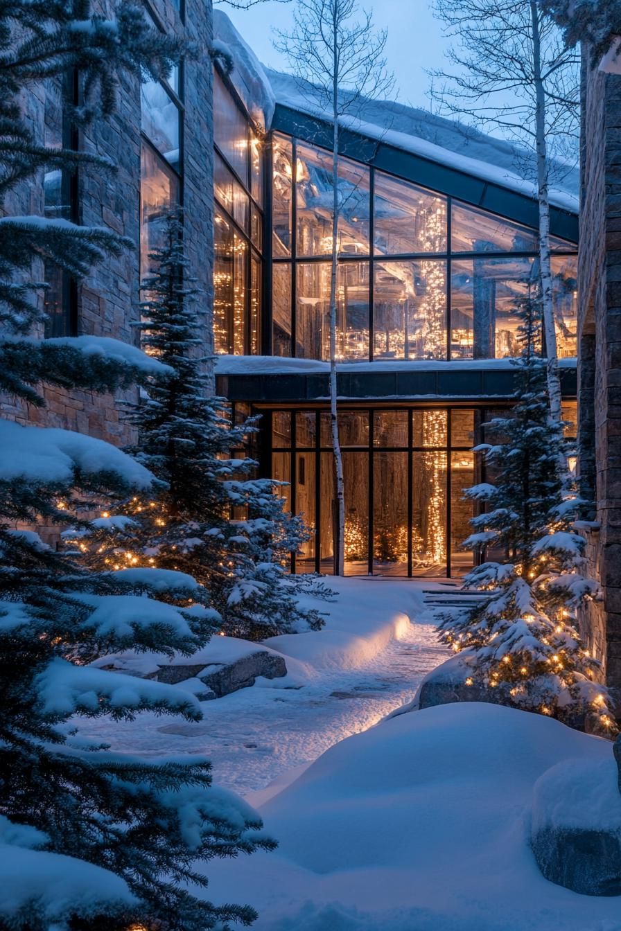 Forest-Filled Mountain Lodge Interior