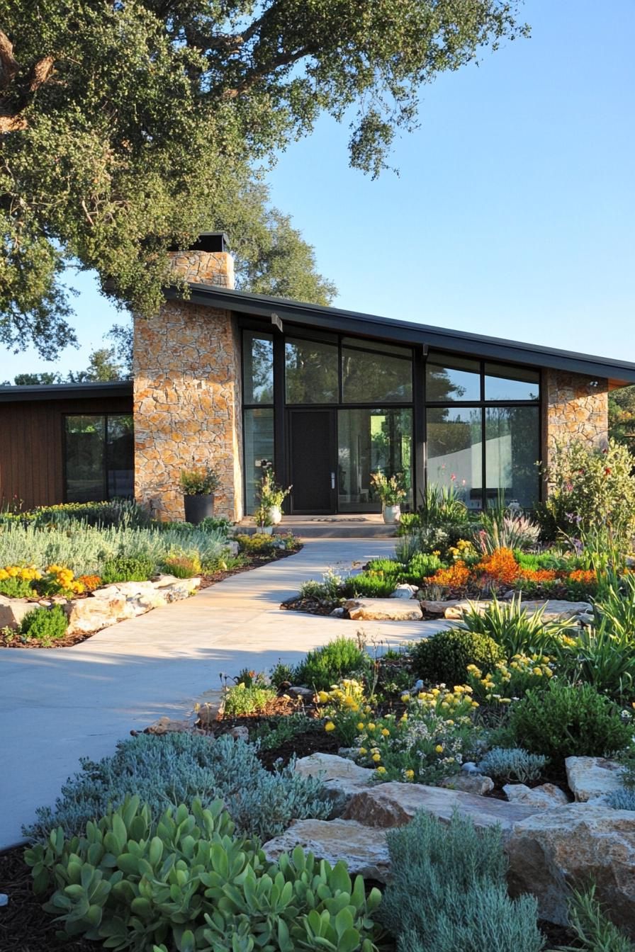 Blooming Garden Framing a Modern Ranch