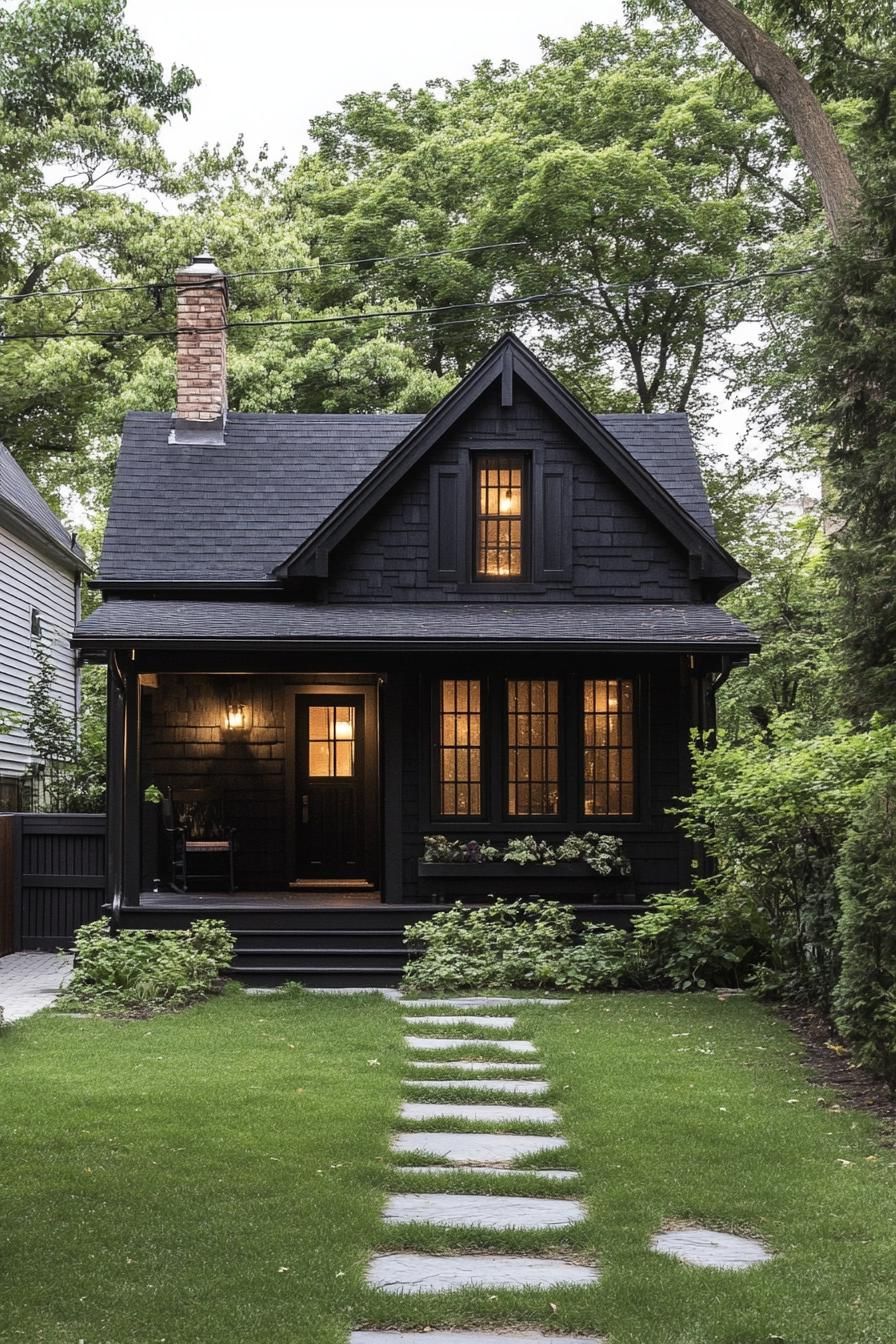 A Black Cottage With a Warm, Cozy Feel