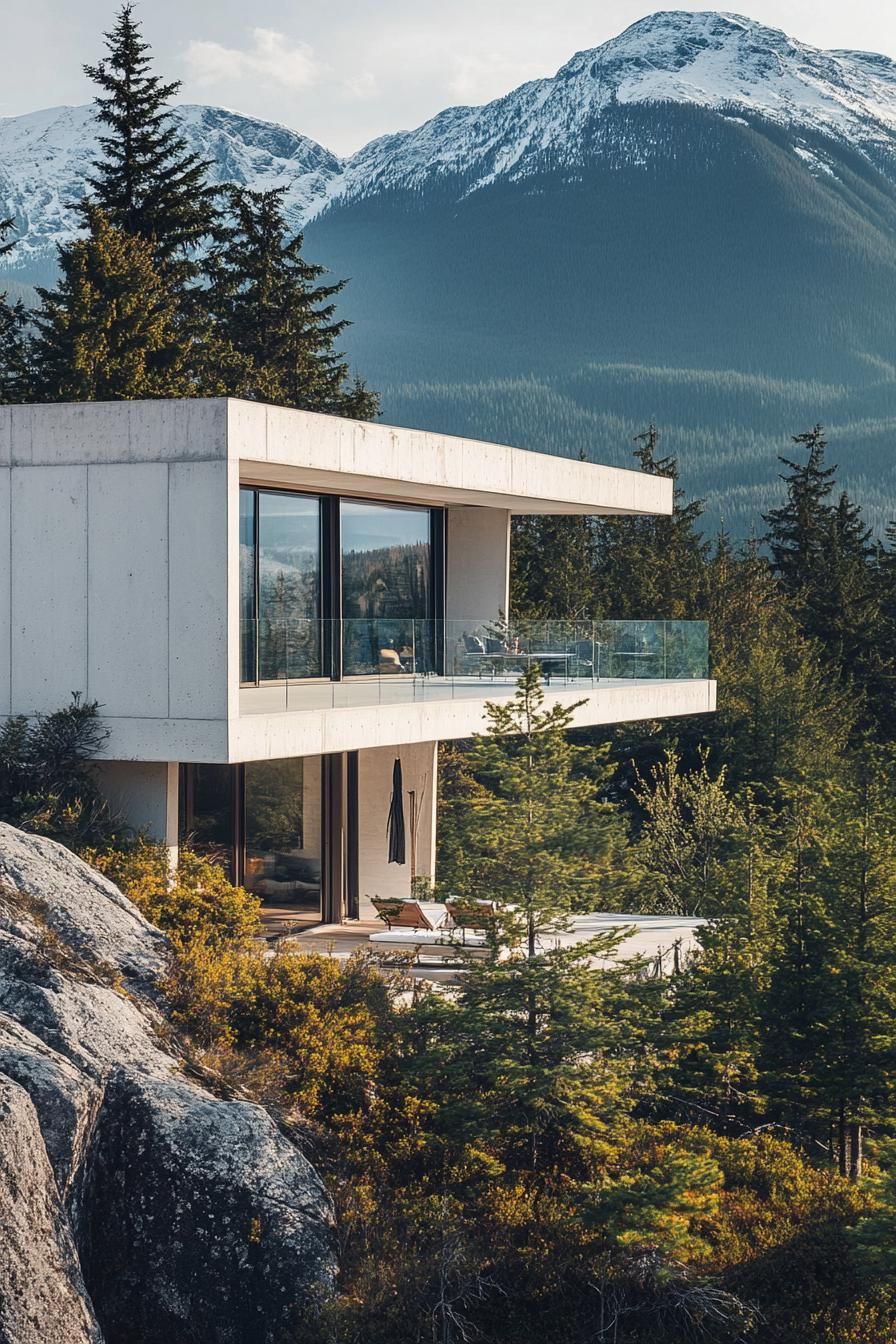 Minimalist White Concrete and Tall Windows