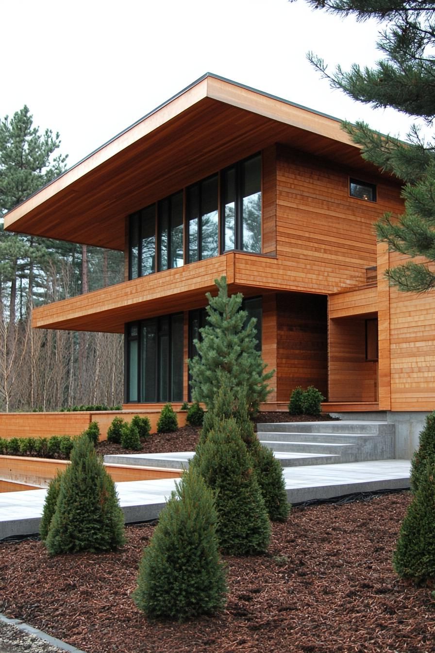 Wood Shingles Mixed With Smooth Concrete Walls - photo 2