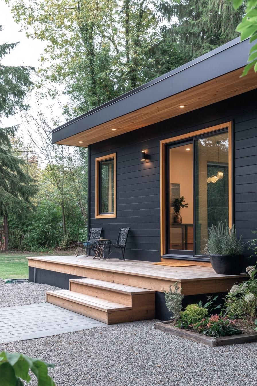 Dark Shiplap Siding With Wood Accents - photo 4