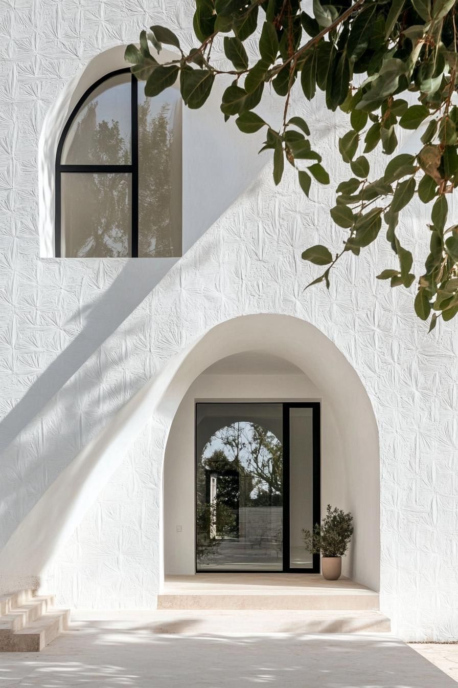 White Stucco Walls With Geometric Detailing - photo 3