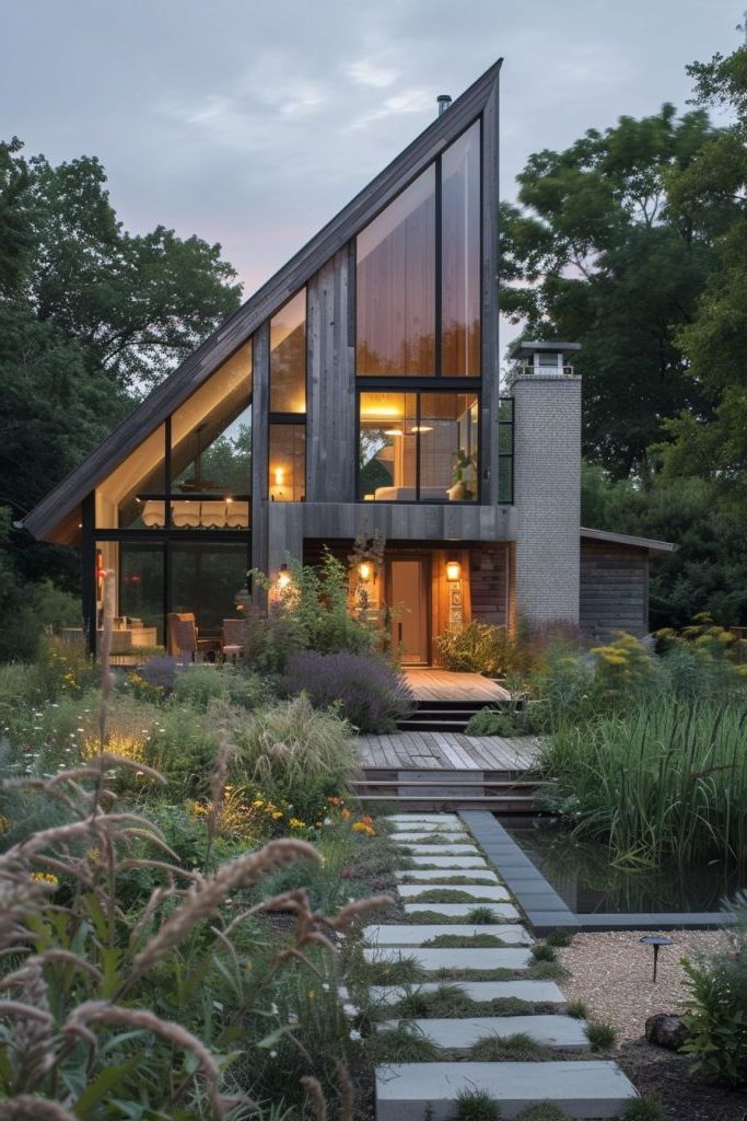 Modern Wings Framing A Saltbox House