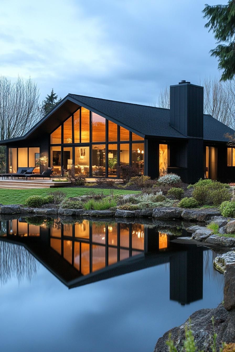 Reflective Windows on a Modern Ranch