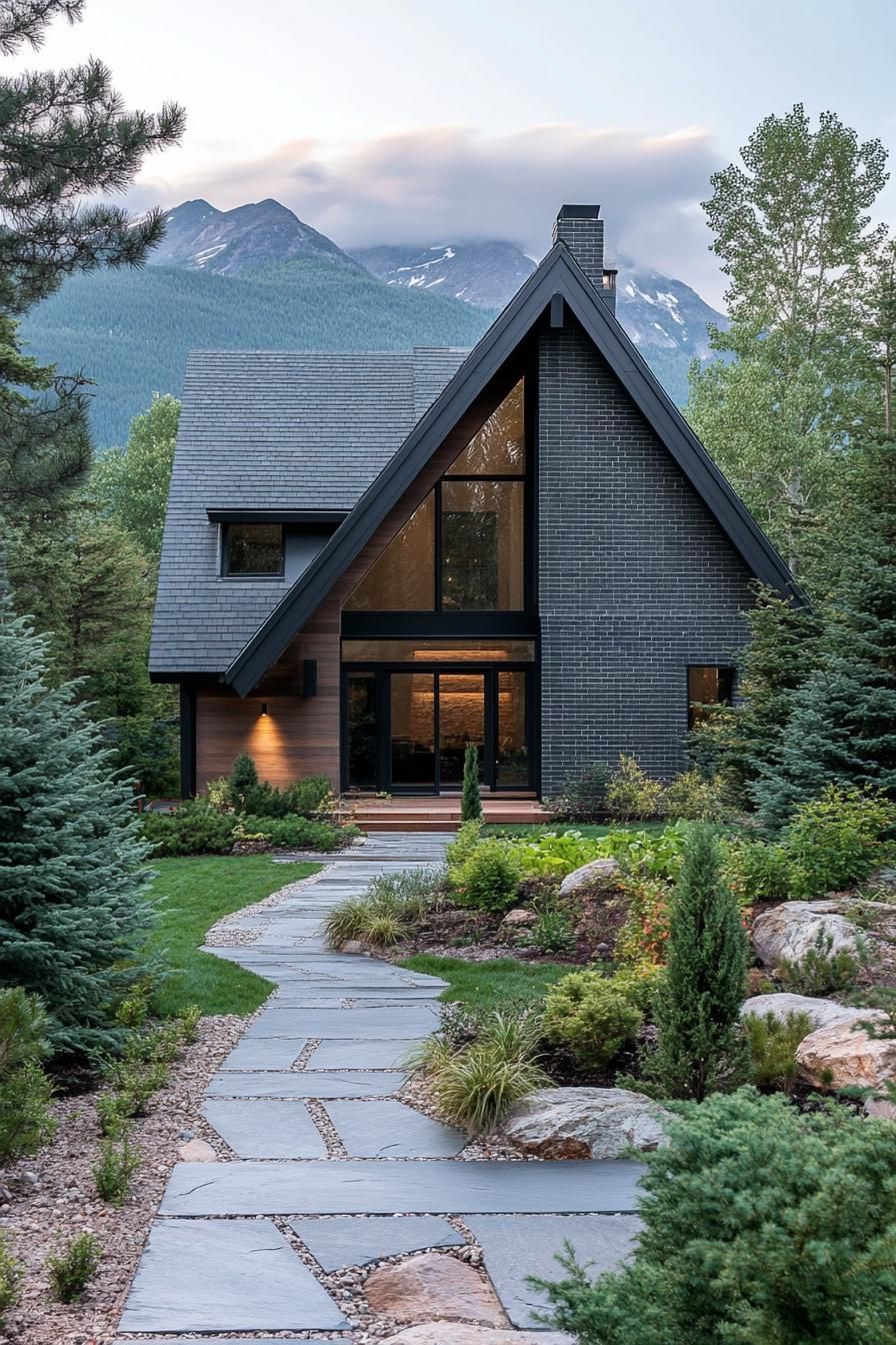 Deep Gray Brick With Dark Wood Accents - photo 2
