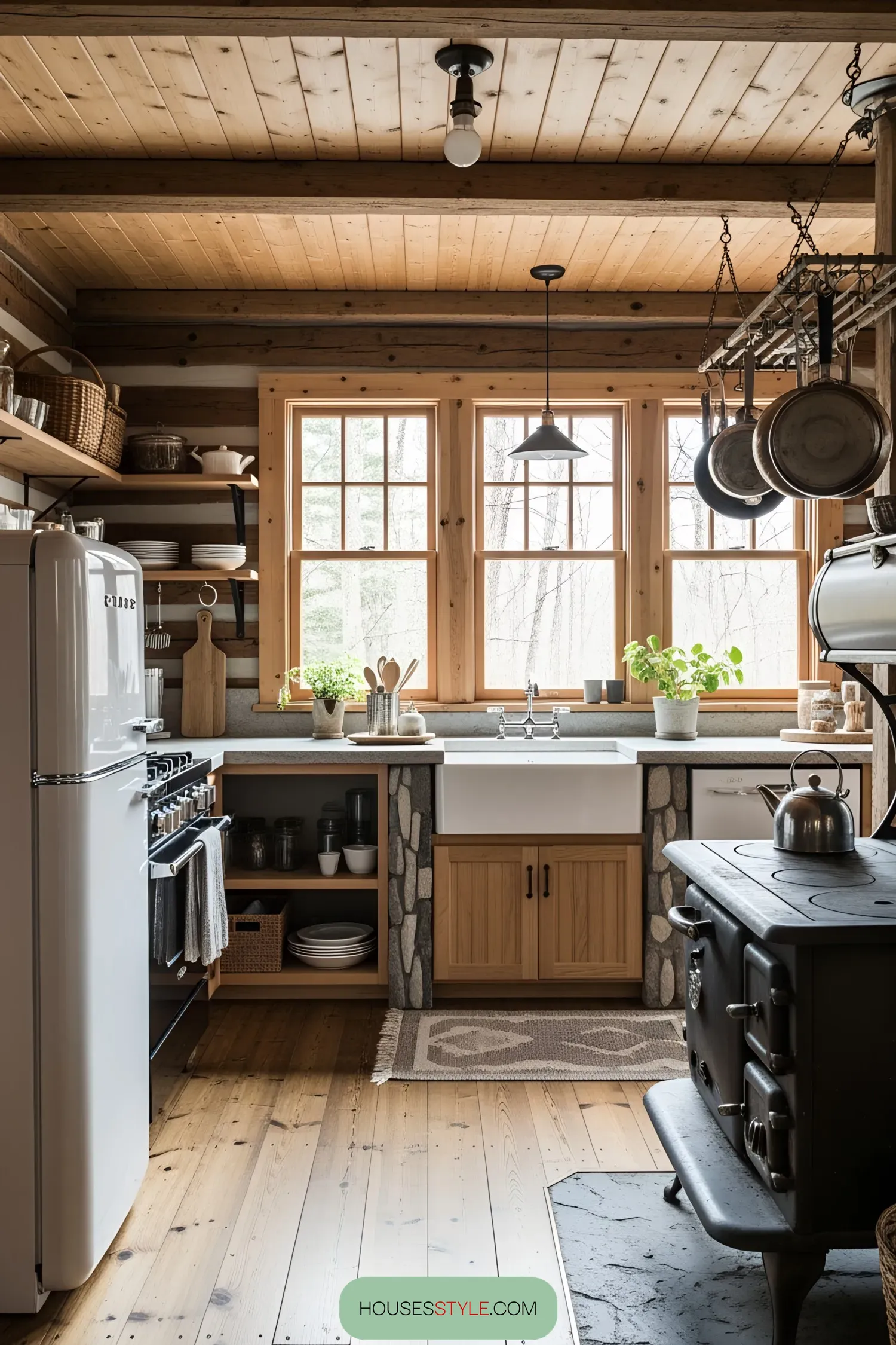 A Whimsical Log Cabin Kitchen for Dining