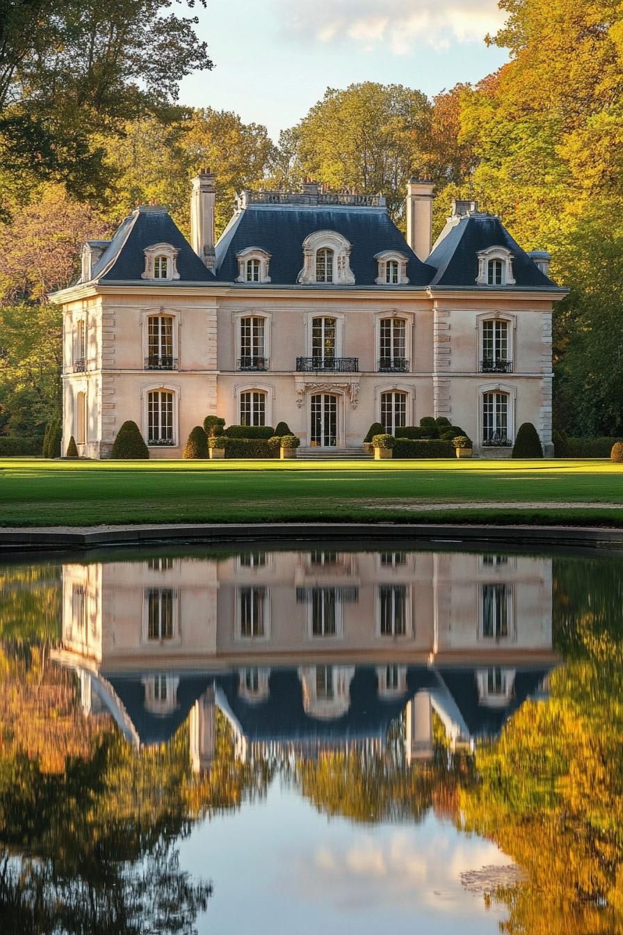 French Chateau Mirrored in Still Water