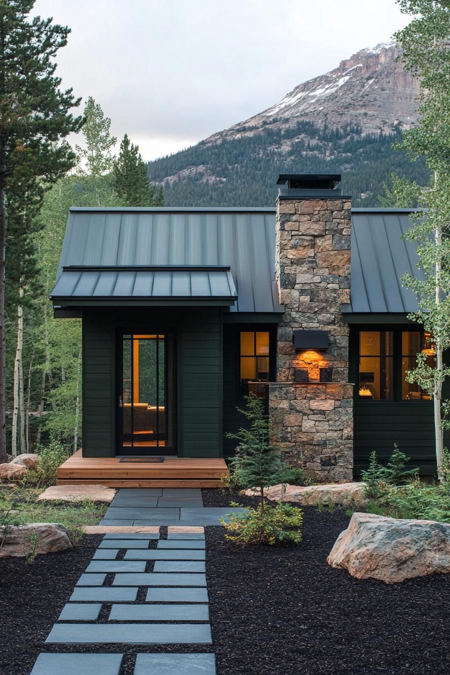 Dark Green Walls Over Natural Stone Base - photo 3