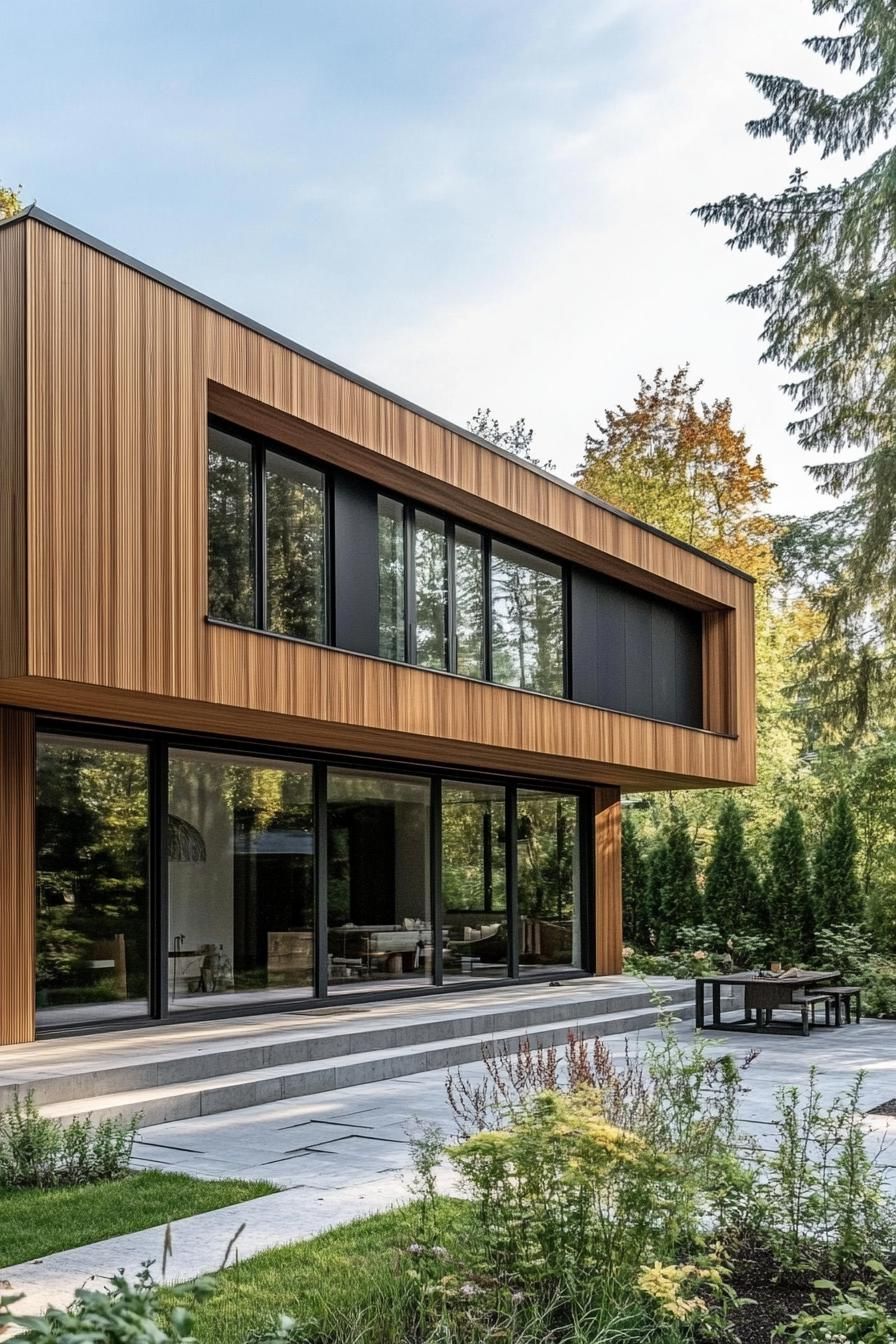Timber Walls With Minimalist Landscaping