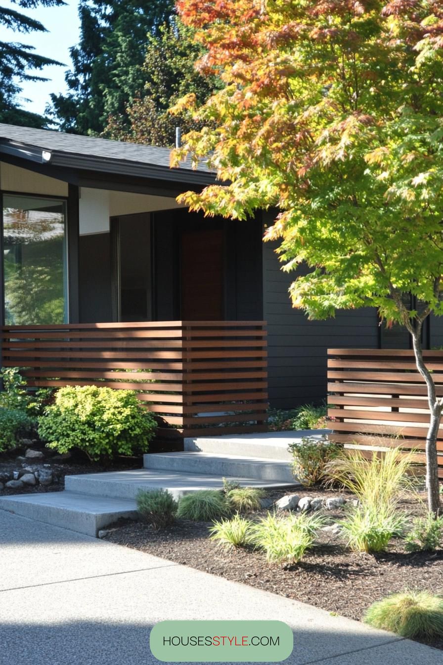 Sleek, Horizontal Wood Slat Fencing - photo 4