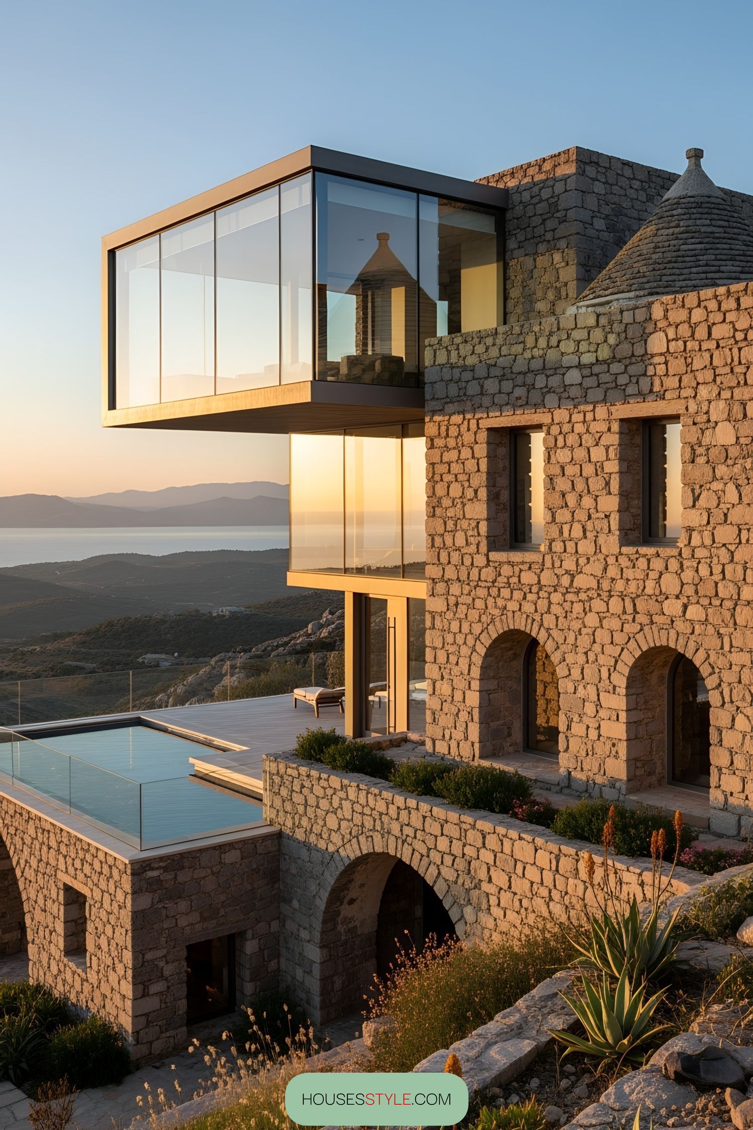Ancient Stone Pairs With Sleek Glass