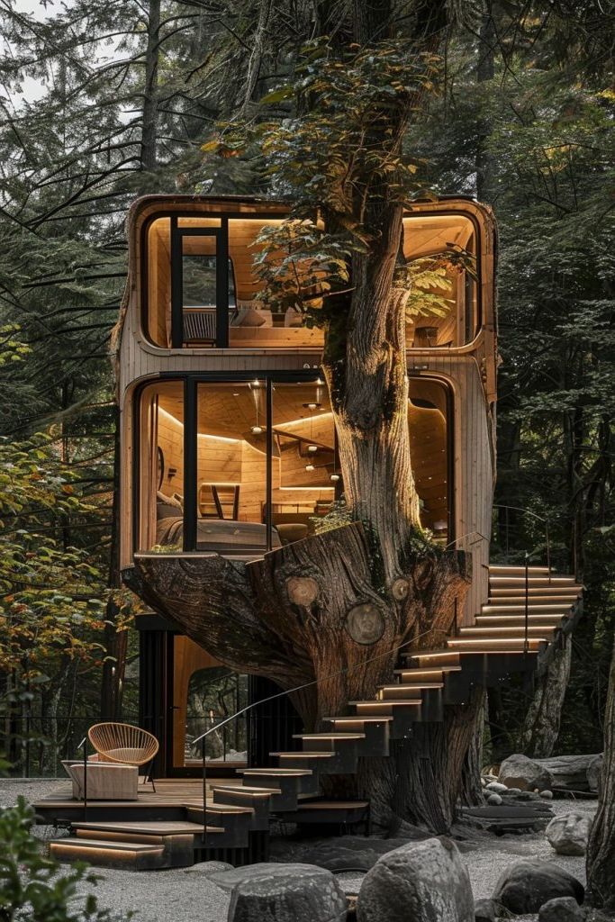 Cabin Built Around a Living Tree - photo 4