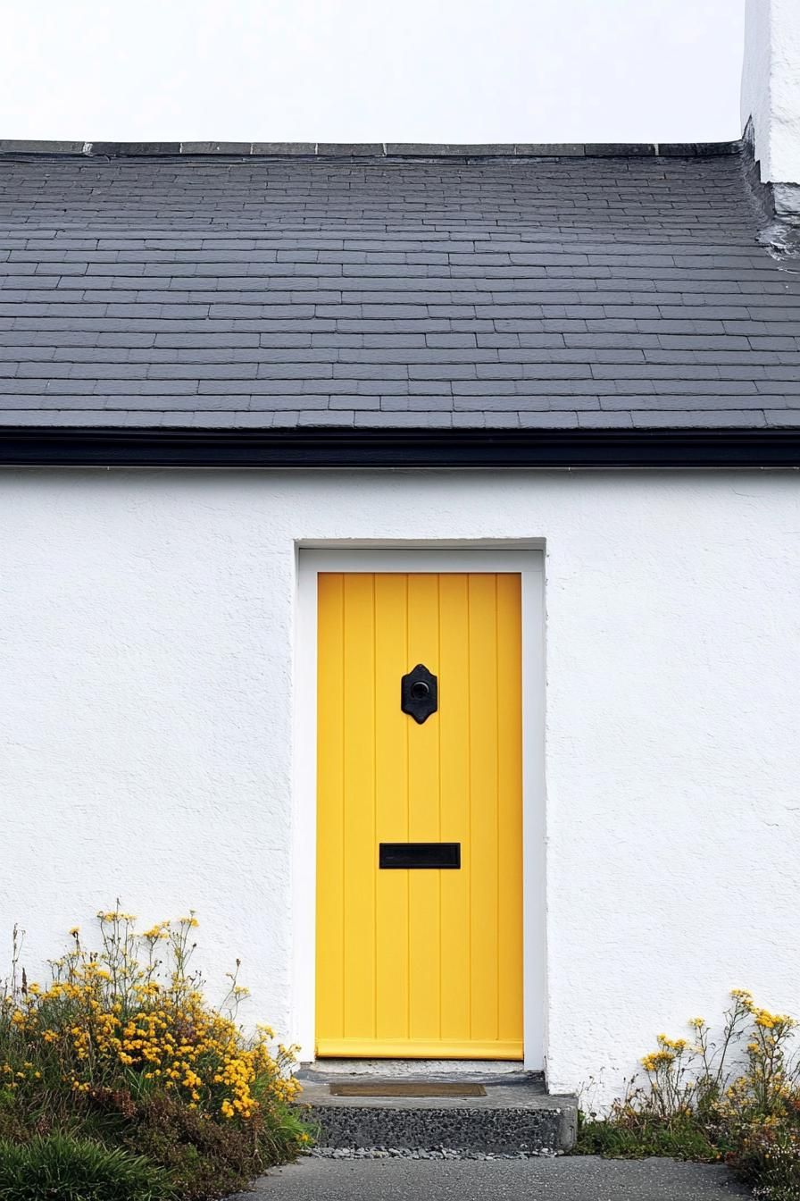 Pale Yellow Door With a White Border